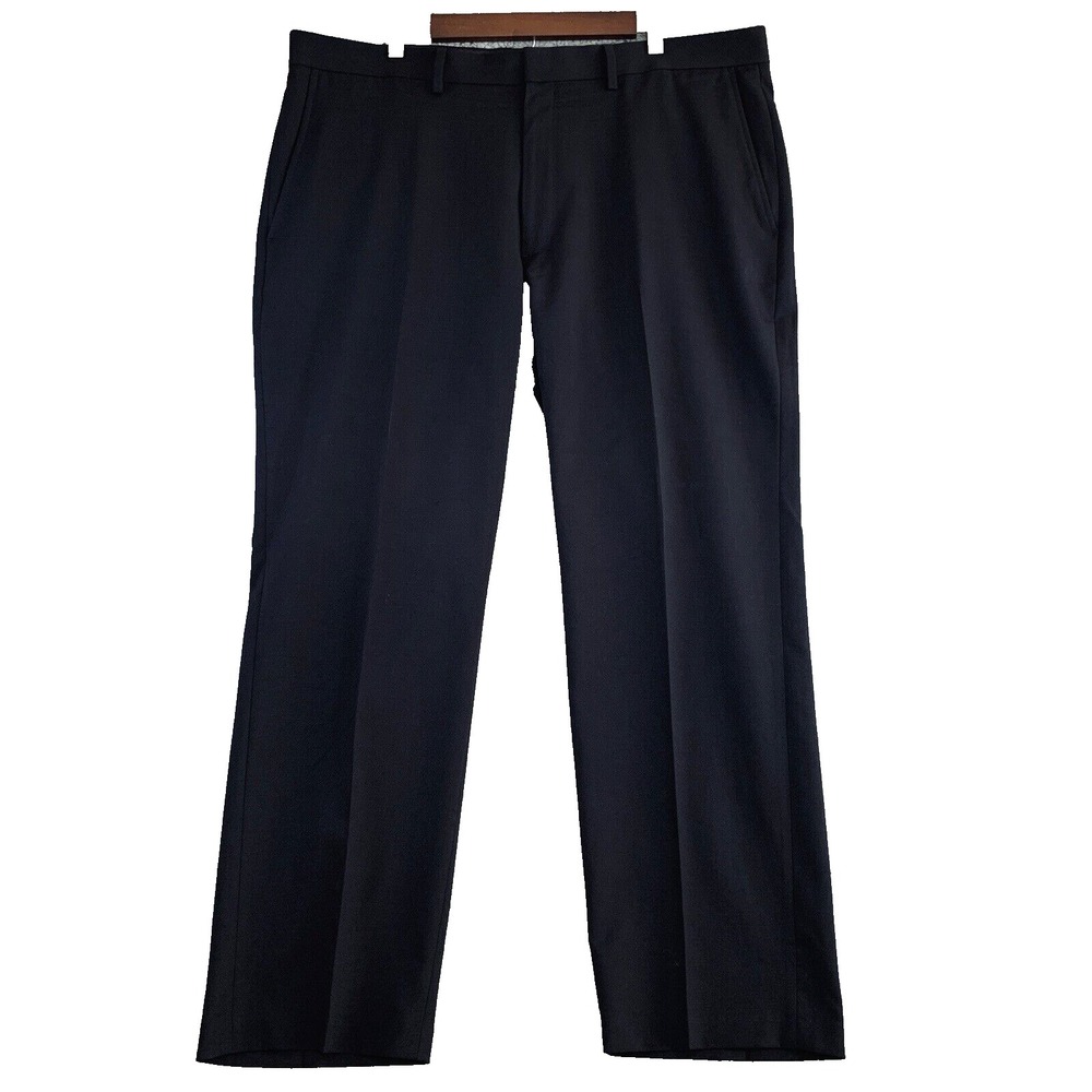 Haggar Pants Men's 40x30‎ Tailored Fit Travel Performance Suit Flat Front Black